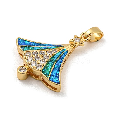 Christmas Brass Micro Pave Cubic Zirconia Pendants KK-H468-03A-02G-1