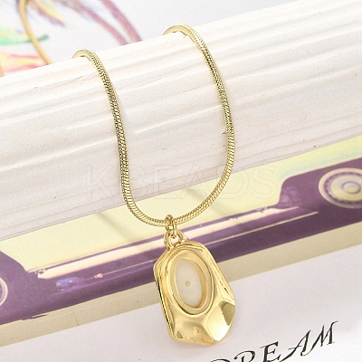 Shell Pearl Polygon Pendant Necklaces NJEW-K255-11G-1