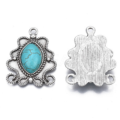 Synthetic Turquoise Pendants Settings for Enamel PALLOY-N157-032-1