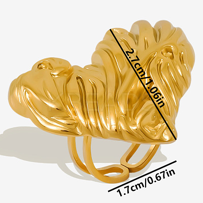 304 Stainless Steel Heart-shaped Cuff Ring for Women KQ1488-2-1