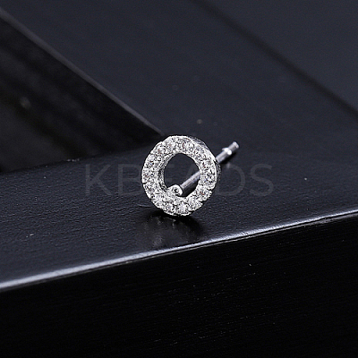 Platinum Brass Micro Pave Cubic Zirconia Stud Earrings XI6969-15-1