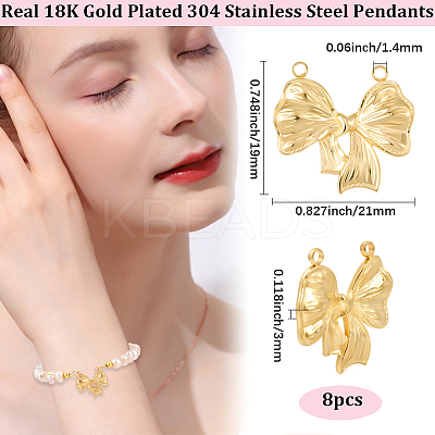 8Pcs 304 Stainless Steel Pendants STAS-BBC0007-90-1