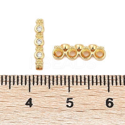 Brass Micro Pave Clear Cubic Zirconia Spacer Bars KK-P302-26G-1