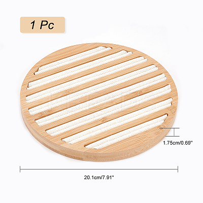 8-Slot Flat Round Bamboo Finger Ring Display Plates RDIS-WH0009-016A-1