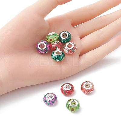 10Pcs 5 Colors Transparent Resin European Rondelle Beads RPDL-YW0001-07A-1