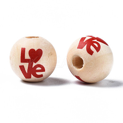 Unfinished Natural Wood European Beads WOOD-S057-066-1
