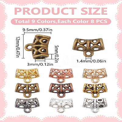 72Pcs 9 Colors Tibetan Style Zinc Alloy Tube Bails FIND-LP0002-62-1