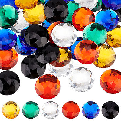 60Pcs 6 Colors Flat Back Acrylic Rhinestone Cabochons OACR-OC0001-16A-1
