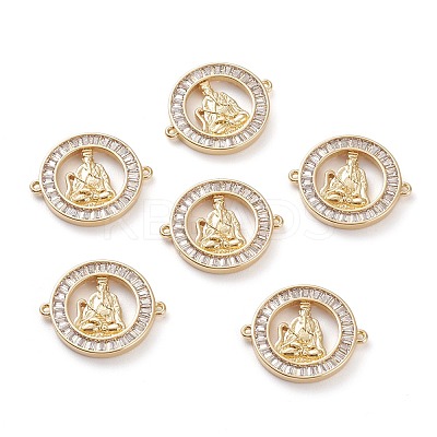 Brass Micro Pave Clear Cubic Zirconia Links Connectors KK-C100-42G-1
