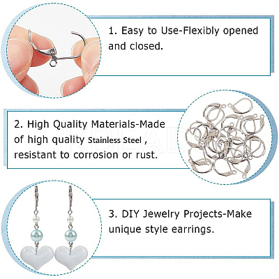 304 Stainless Steel Leverback Earring Findings STAS-SP0001-01B-1