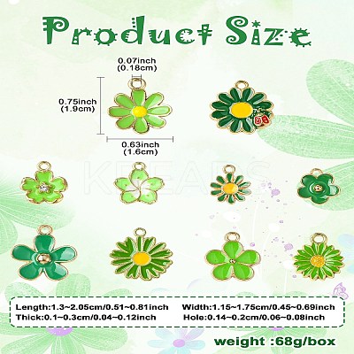 60Pcs 10 Styles Golden Tone Alloy Enamel Pendants FIND-CJ0003-48-1