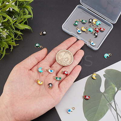24Pcs 6 Colors Brass Enamel Charms KK-PH0001-85-1