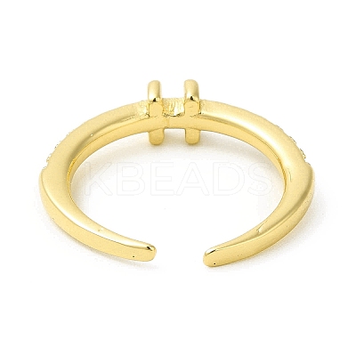 Clear Cubic Zirconia Initial Letter Open Cuff Ring RJEW-H120-09G-H-1