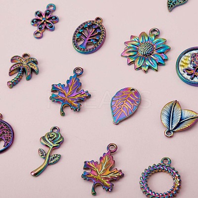 14 Pcs Flower & Leaf Themed 316L Surgical Stainless Steel Pendants JX098A-1