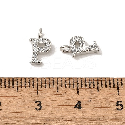 Initial Letter Brass Micro Pave Cubic Zirconia Pendants ZIRC-F008-P-1