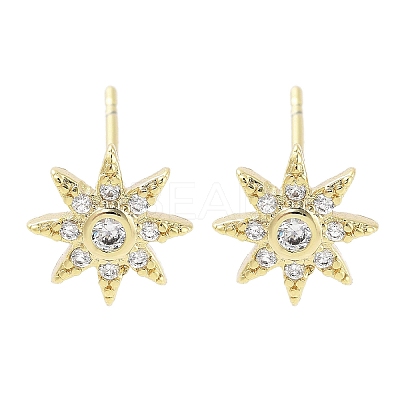 Brass Micro Pave Clear Cubic Zirconia Stud Earrings for Women EJEW-S217-E06-1