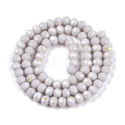 Electroplate Opaque Solid Color Glass Beads Strands EGLA-A044-P6mm-L19-1