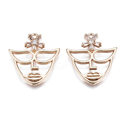Brass Micro Pave Clear Cubic Zirconia Pendants KK-S359-130-RS-1