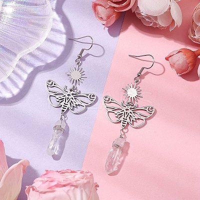 201 Stainless Steel Butterfly Dangel Earrings EJEW-JE05770-1