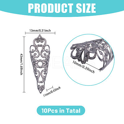 10Pcs Hollow Out Iron Fingers Nail Covers MRMJ-GL0001-20B-1