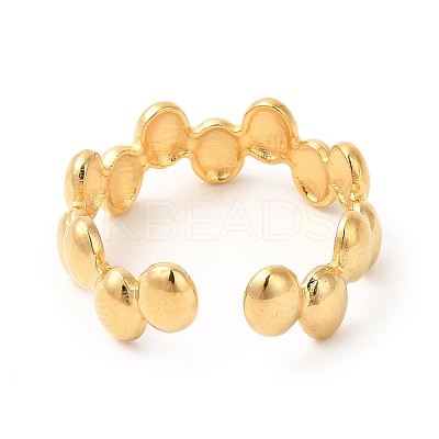 Ion Plating(IP) 304 Stainless Steel Oval Wrap Open Cuff Ring for Women RJEW-E063-15G-01-1