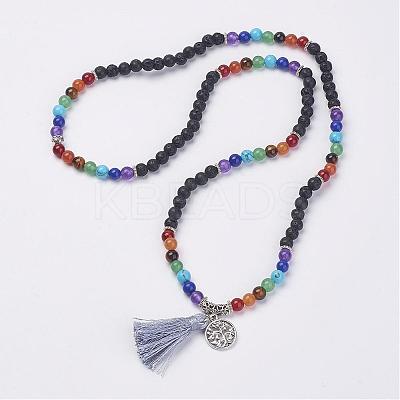 Natural Gemstone Beads Necklaces NJEW-F147-A01-1