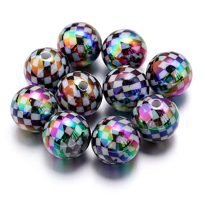 10Pcs UV Plating Colours Acrylic Beads OACR-S146-01A-1