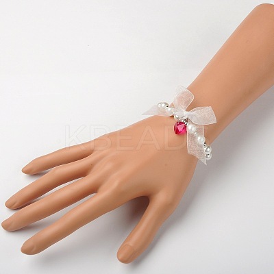 Acrylic Round Beaded Kids Stretch Bracelets BJEW-JB01389-1