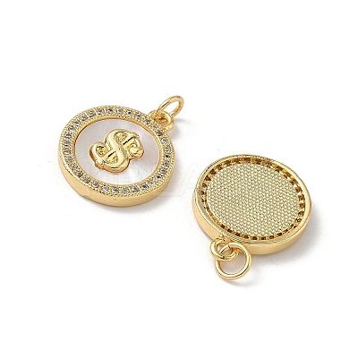 Brass Micro Pave Cubic Zirconia with Shell Pendants KK-Z115-06G-1