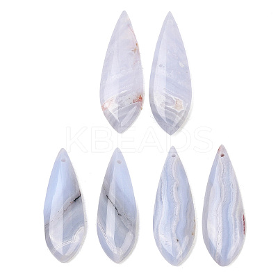 Natural Blue Lace Agate Pendants G-K381-16B-1