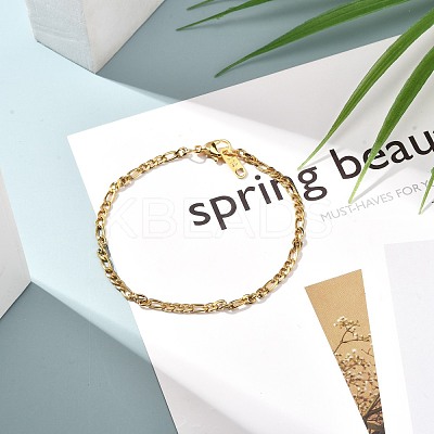 304 Stainless Steel Figaro Chains Bracelet for Men Women BJEW-JB06937-1