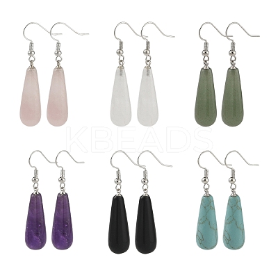 3 Pairs 3 Style Brass Teardrop Dangle Earrings EJEW-YW0001-11A-1