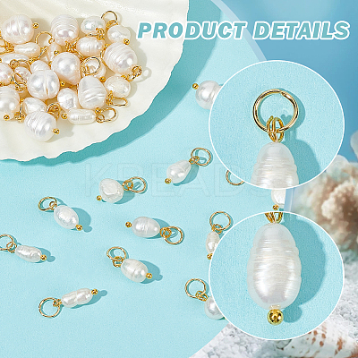 40Pcs 4 Styles Natural Cultured Freshwater Pearl Pendants PALLOY-PH01713-1