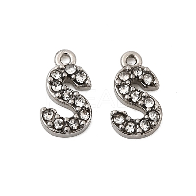 Letter 304 Stainless Steel Rhinestone Charms STAS-H240-24S-P-1
