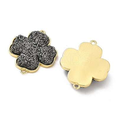 Brass with Druzy Resin Connector Charms KK-C158-05B-G-1