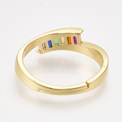 Adjustable Brass Micro Pave Cubic Zirconia Finger Rings RJEW-S044-033-1