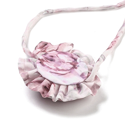 Flower Pattern Fabric Rose Tie Choker Necklaces for Women LS-NJEW-Z022-01E-1