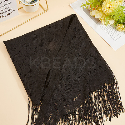 Lace Flower Detachable Polyester Shawl AJEW-WH20072-43C-1