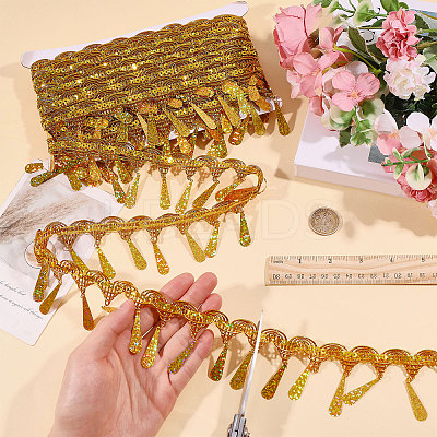 Polyester Metallic Thread Lace Tassel Ribbons OCOR-WH0108-42C-1