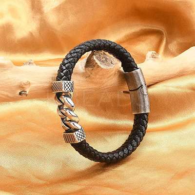 Braided Leather Cord Bracelets for Men BJEW-Z081-18AS-1