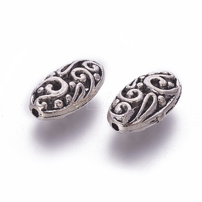 Oval Tibetan Style Alloy Filigree Beads PALLOY-J218-45AS-1