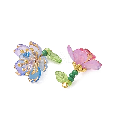 Acrylic & Glass Seed Beaded Pendants PALLOY-MZ01316-1