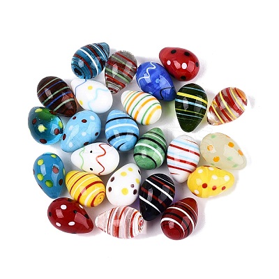 24Pcs Handmade Lampwork Egg Display Decorations LAMP-N034-29-1