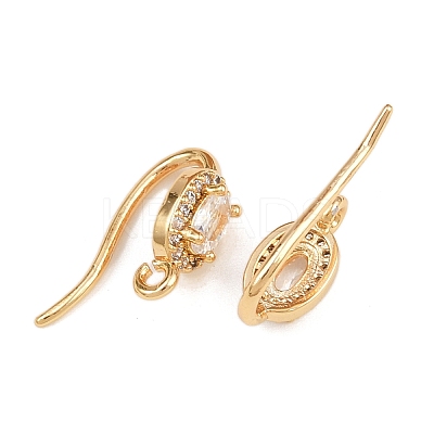 Brass Micro Pave Clear Cubic Zirconia Oval Earring Hooks KK-A274-09G-1