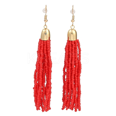 Boho Seed Bead Tassel Earrings EJEW-Z072-03A-1