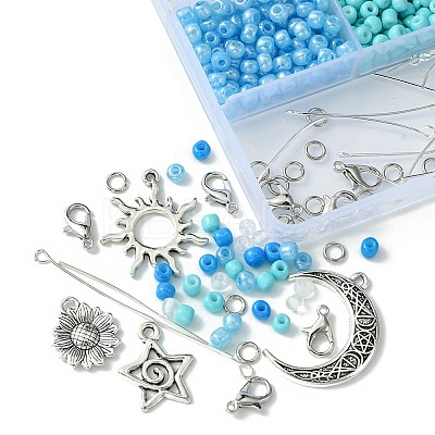 DIY Ocean Theme Glass Seed & Alloy Pendant Jewelry Kits DIY-FS0006-16-1