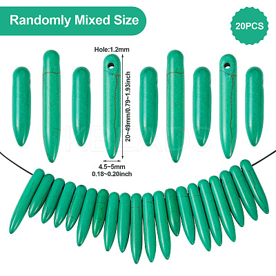 20Pcs Synthetic Turquoise Graduated Spike Beads G-TA0001-44-1