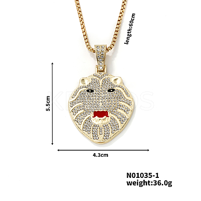 Alloy Crystal Rhinestone Vintage Wolf Head Pendant Necklaces SF9702-1-1