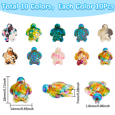100Pcs 10 Colors Synthetic Turquoise Dyed Beads G-SC0003-27B-1