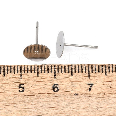 Tarnish Resistant 304 Stainless Steel Flat Round Blank Peg Stud Earring Findings X-STAS-S028-37-1